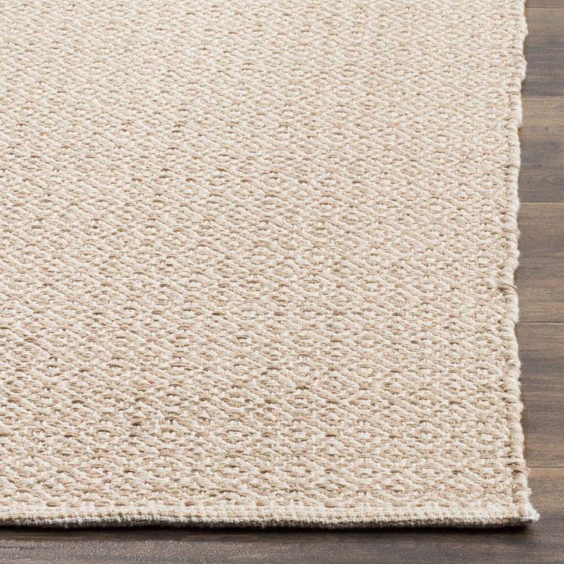 Coastal Charm Ivory and Beige Handwoven Wool-Cotton 6' Square Rug