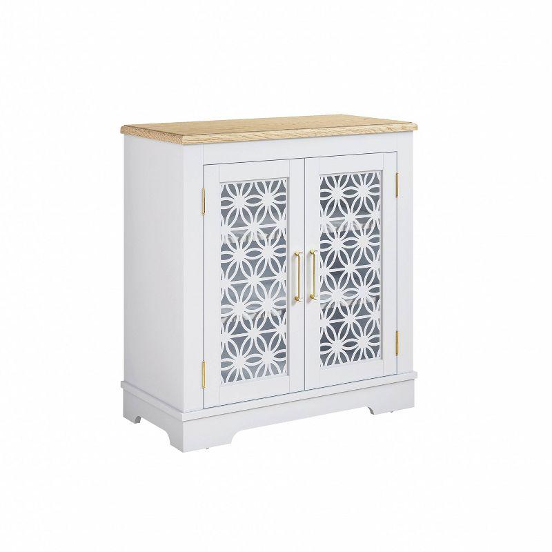 30" Storage Sideboard Buffet Cabinet White - Home Essentials: Rustic Bohemian Style, Adjustable Shelves, Tempered Glass Doors
