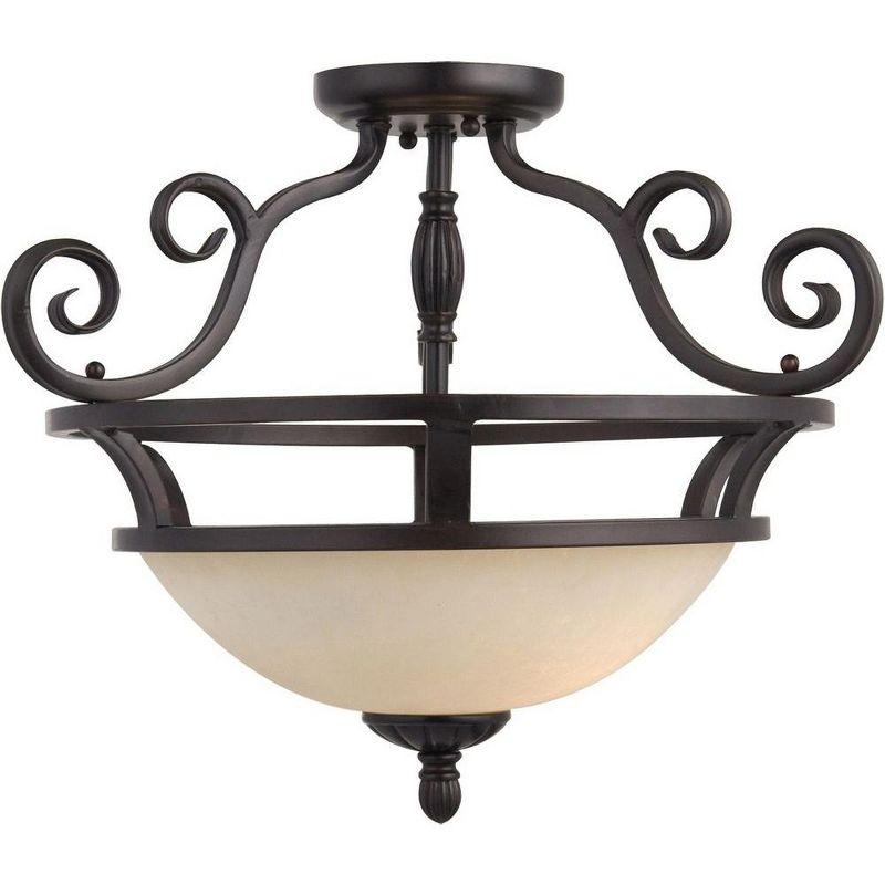 Oil Rubbed Bronze Frosted Glass 2-Light Semi-Flush Mount