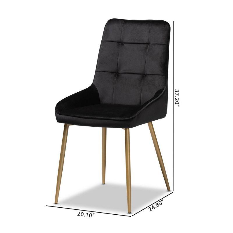 2pc Gavino Metal Dining Chair Set Black/Gold - Baxton Studio