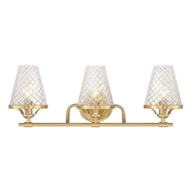 Warm Brass 3-Light Vanity with Clear Glass Shades