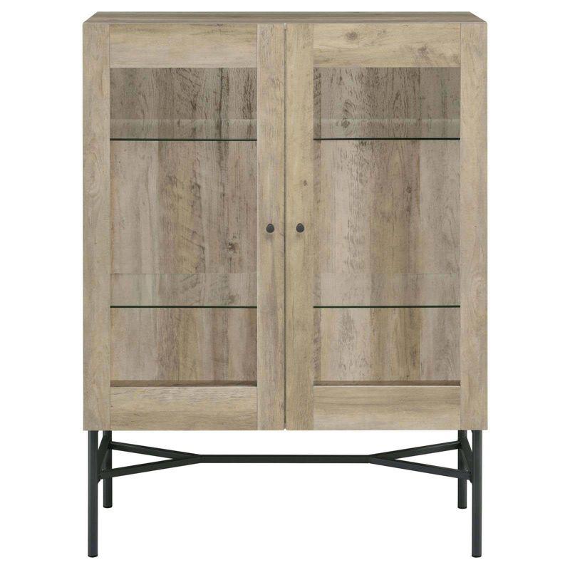 Coaster Bonilla Farmhouse 2 Door Wood Accent Cabinet with Glass Shelves