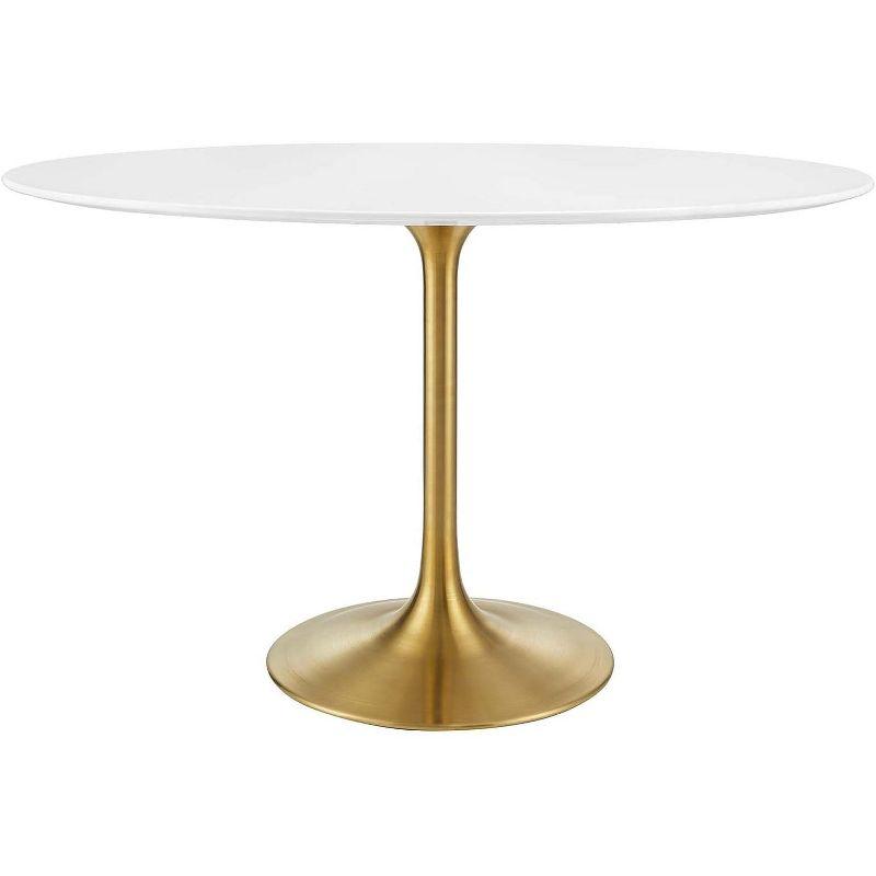 Modway Lippa 48 Oval Wood Dining Table - Gold White