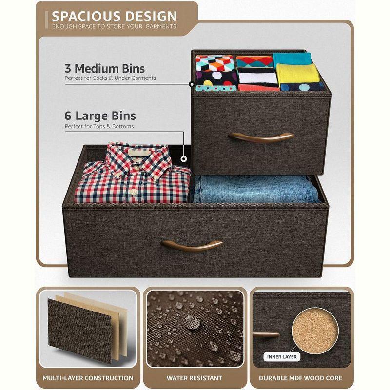 Sorbus 9-Drawer Lightweight Dresser - Brown Fabric & Steel Frame