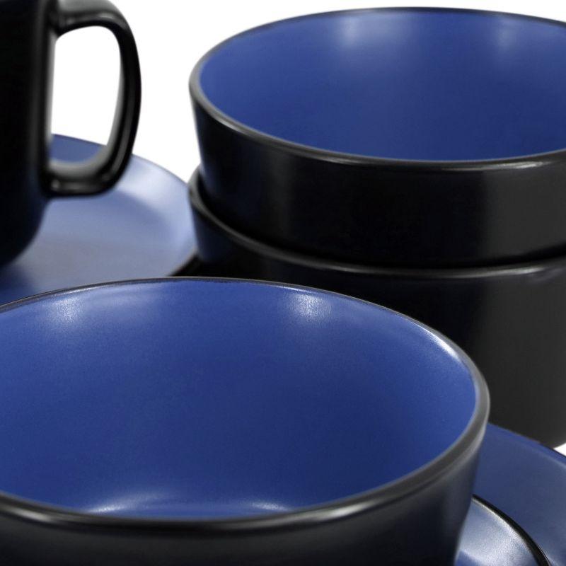 Blue and Black Ceramic 16-Piece Dinnerware Set