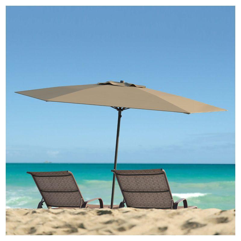 7.5' x 7.5' UV and Wind Resistant Beach/Patio Umbrella Brown - CorLiving: Portable, Powder-Coated, Polyester Canopy