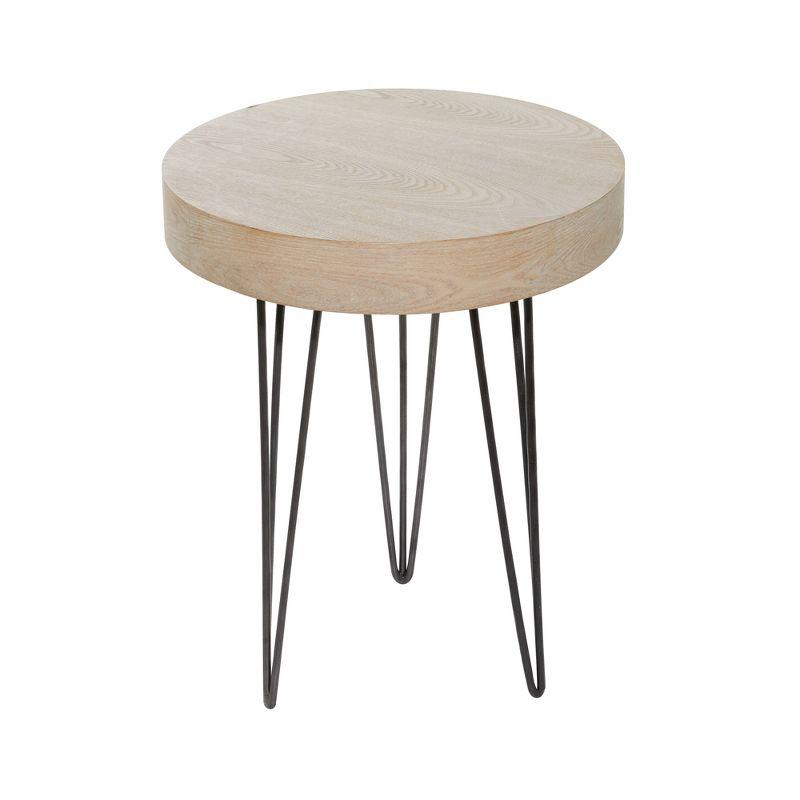 Union Rustic Villalpando Wooden Side End Brown Accent Table with Black Metal Hairpin Legs