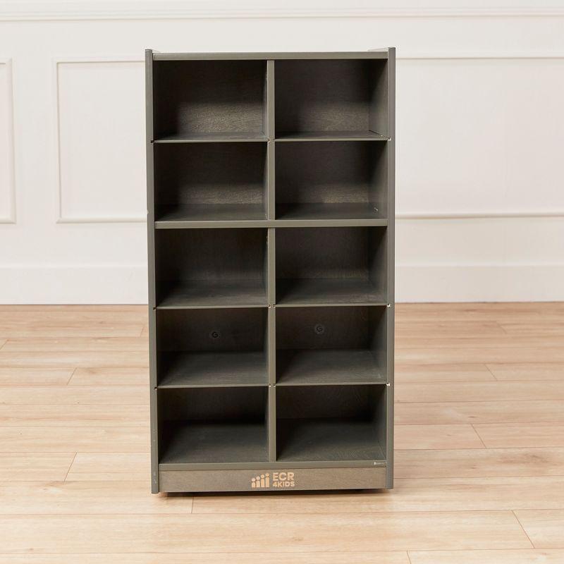 ECR4Kids 10 Cubby Mobile Tray Storage Cabinet, 5x2, Classroom Furniture