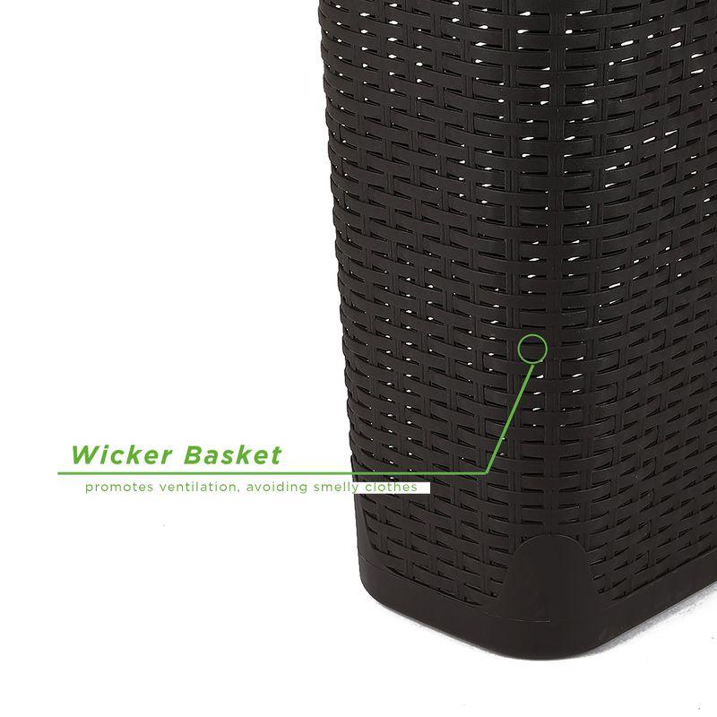 Mind Reader 40L Slim Laundry Hamper, Clothes Basket, Lid, Wicker Design, Plastic & Reviews | Wayfair