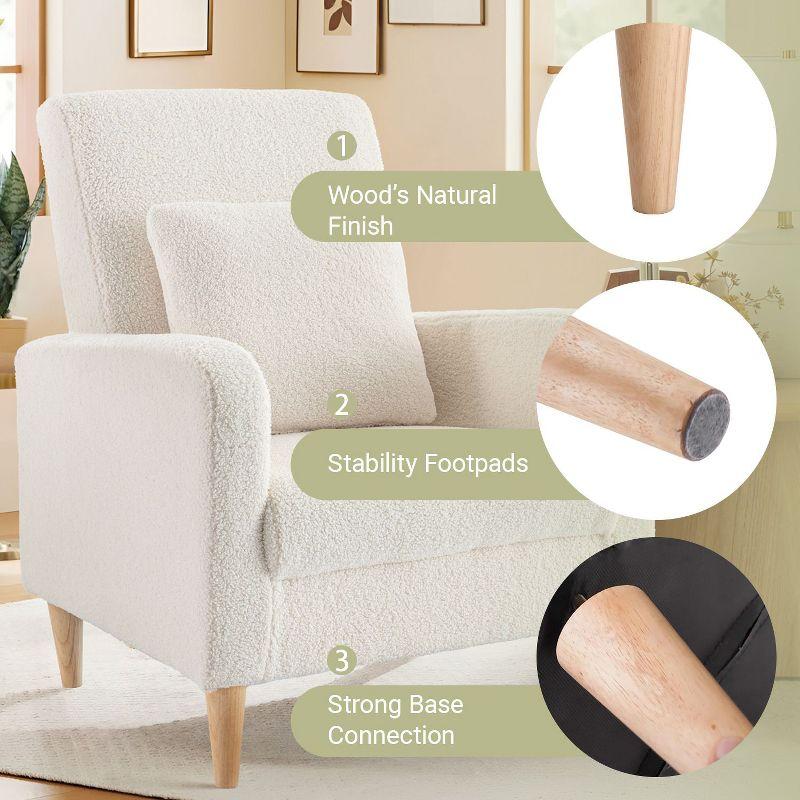 Ora Maison Modern Fabric Armchair with Cushion, Upholstered Side Chair for Living Room, Solo Sofa Chair with Wood Support,Beige