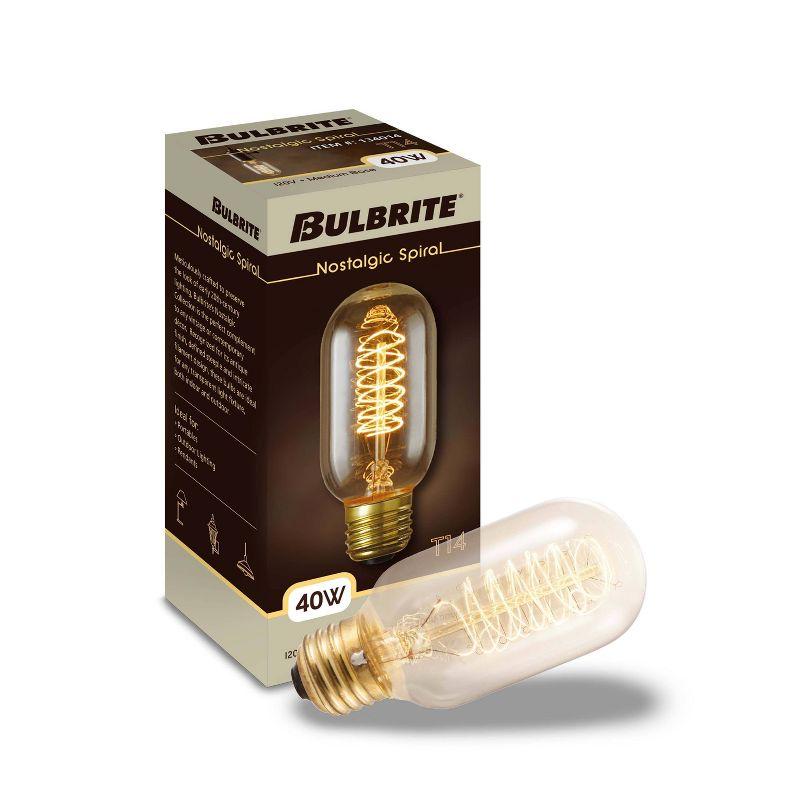 40 Watt Equivalent, T14 Incandescent, Antique Dimmable Bulb, (2200K) E26/Medium (Standard) Base