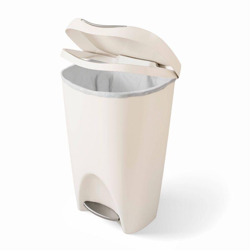 Sand 13 Gallon Plastic Step Trash Can with Soft-Close Lid