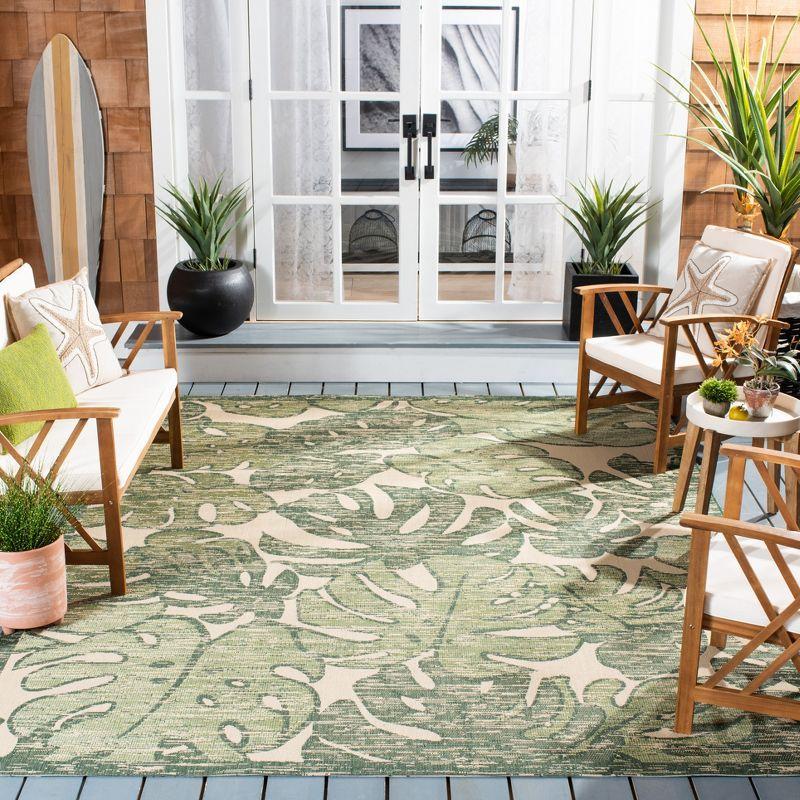 Courtyard Beige/Green 6'7" Square Indoor/Outdoor Easy-Care Area Rug