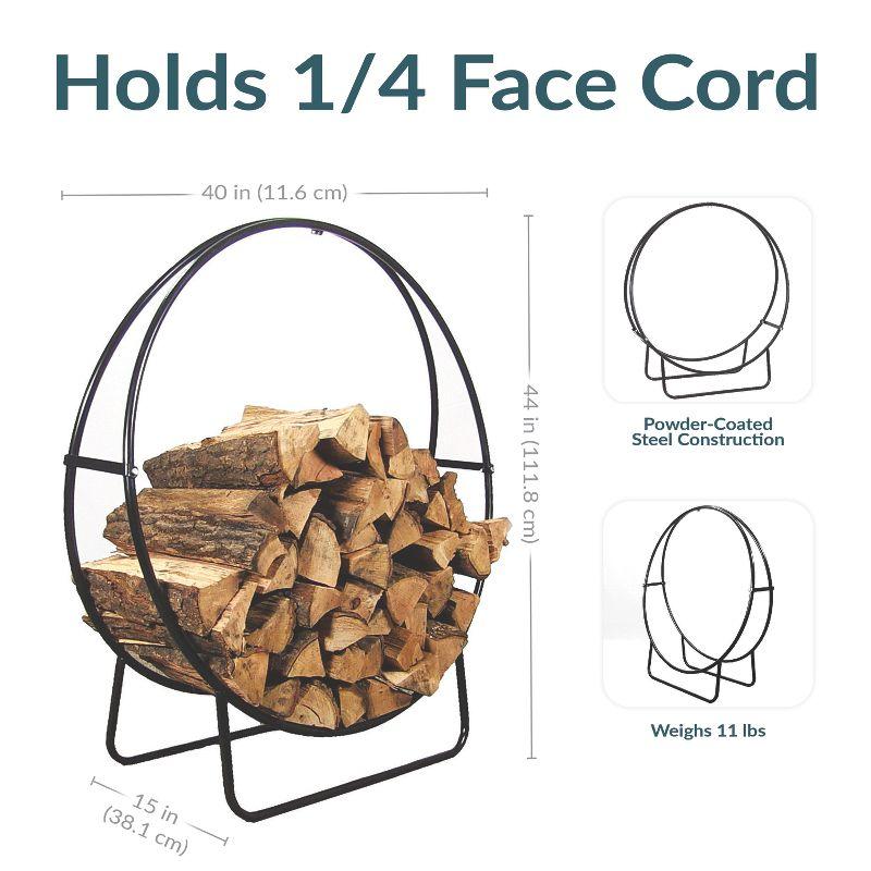 SunnyDaze Decor Indoor or Outdoor Tubular Steel Hoop Firewood Log Holder