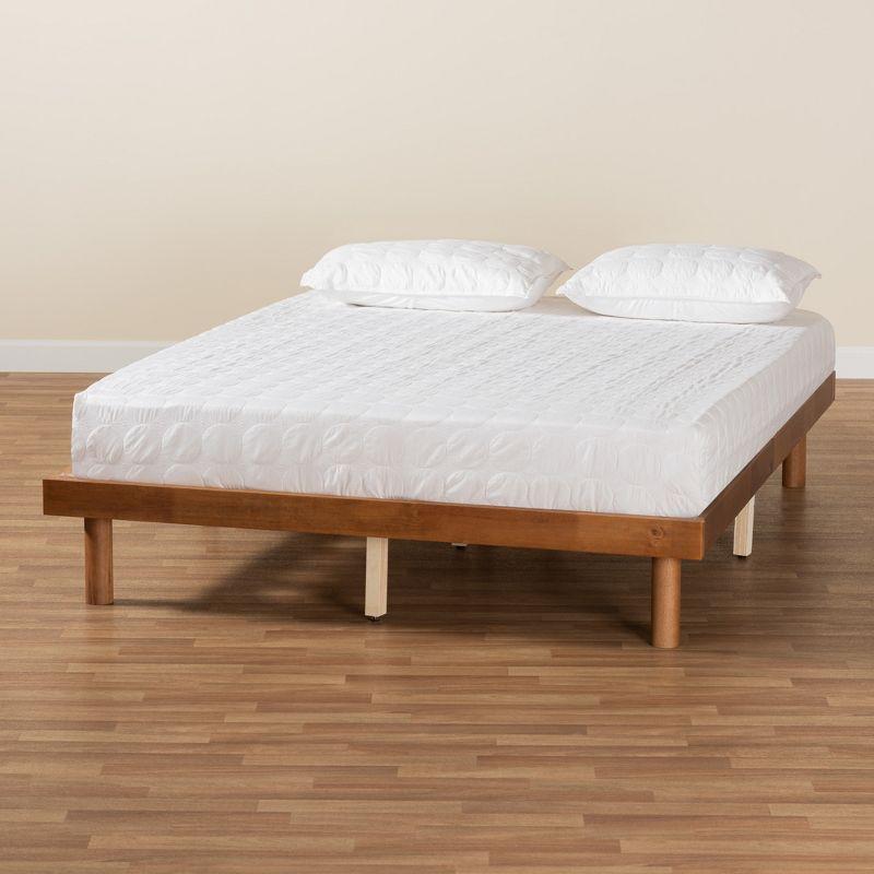Baxton Studio Winston Mid-Century Modern Walnut Brown Finished Wood Queen Size Platform Bed frame
