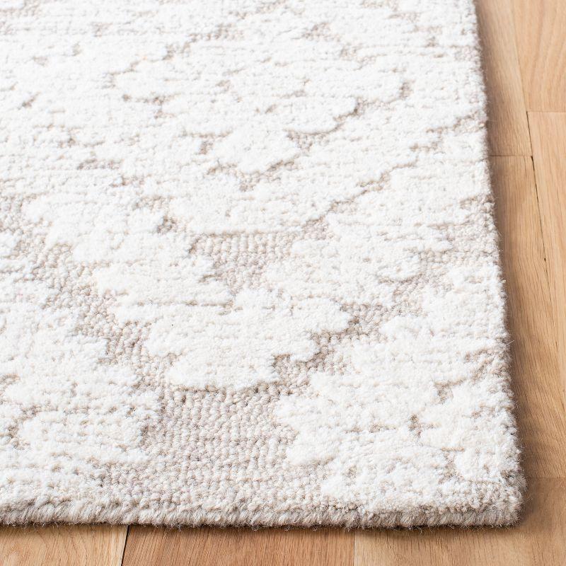 Elegant Hand-Tufted Wool Square Rug in Beige and Brown