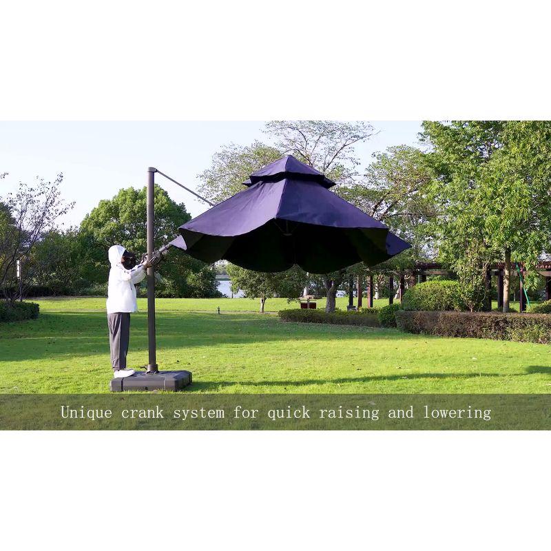 11.5' x 11.5' Double Top Round Aluminum Offset Umbrella with Crank - Crestlive Products