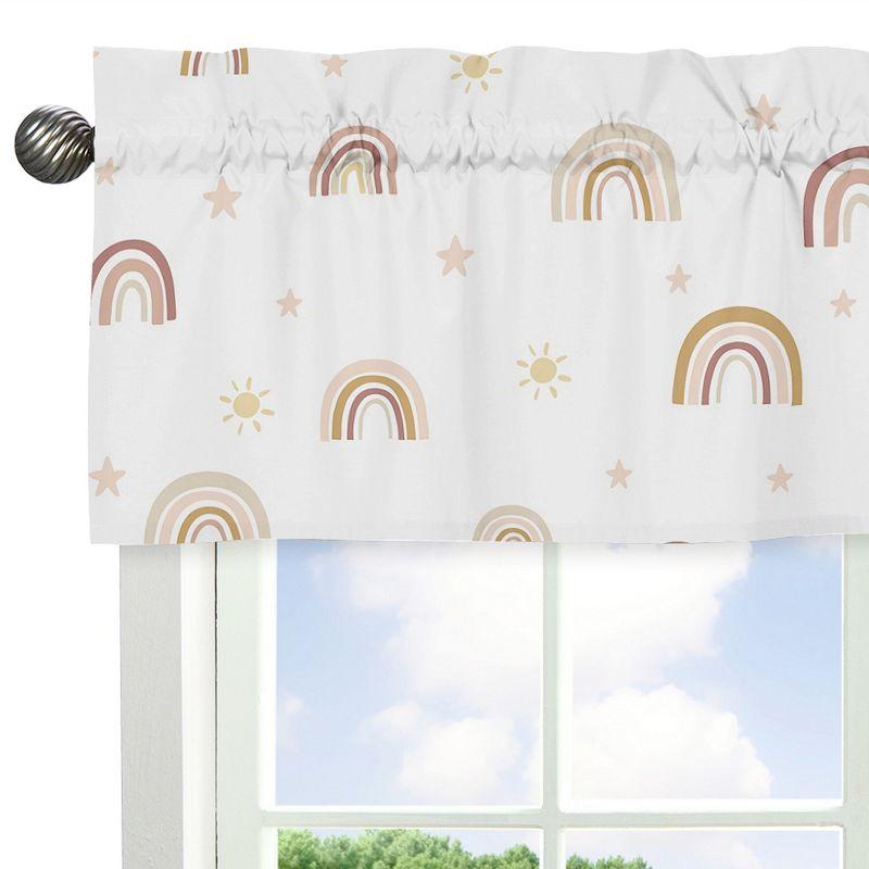 Sweet Jojo Designs Window Valance Treatment 54in. Boho Rainbow Pink Yellow and Beige