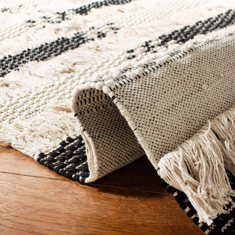 Gracie Oaks Jessen Natura Hand Woven Cotton Striped Rug