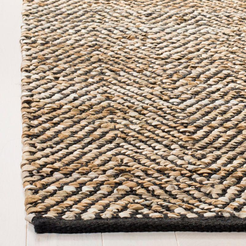 Black and Beige Flat Woven Cowhide Area Rug 8' x 10'