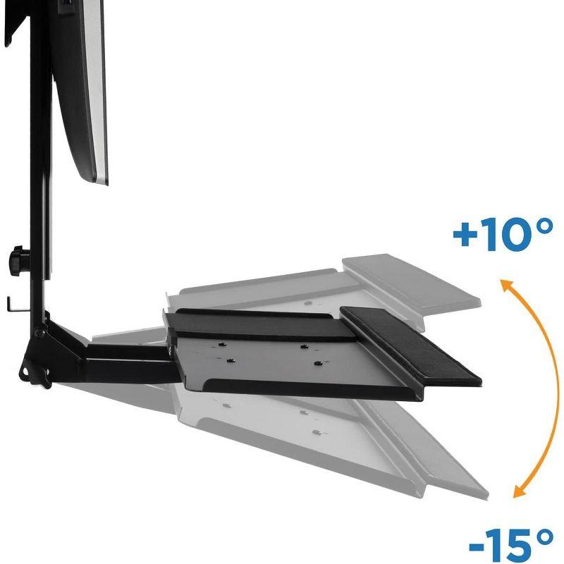 Mount-It! Monitor and Keyboard Wall Mount with CPU Holder, Height Adjustable Standing VESA Keyboard Tray, 25 Inch Wide Platform with Mouse Pad