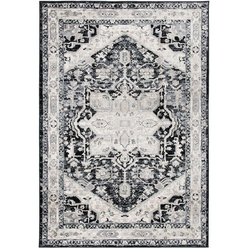 Brentwood BNT852 Power Loomed Indoor Area Rug - Black/Ivory - 8'x10' - Safavieh