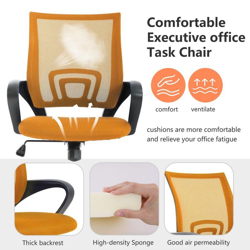 FDW Home Office Chair Mesh Computer Chair with Lumbar Support Armrest Adjustable Mid Back Task Chair for Women Adults, Orange