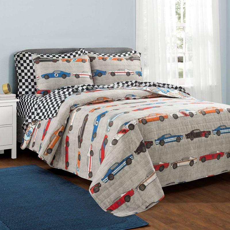 Blue Reversible 5 Piece Quilt Set