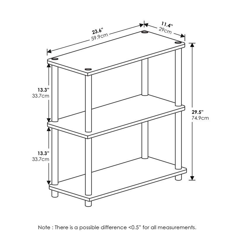 Compact Black and Oak Gray 3-Tier Wood Shelf