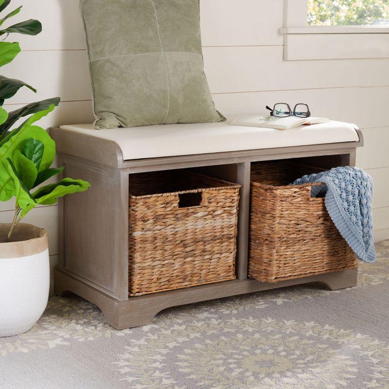 Freddy Wicker Storage Bench - AMH5736 - White Wash - Safavieh