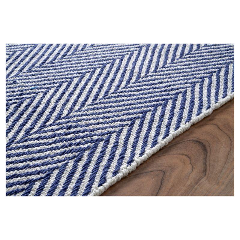 nuLOOM 5'x8' Hand Loomed Kimberley Area Rug Navy: Contemporary Stripe, Flatweave, Cotton, Indoor Use