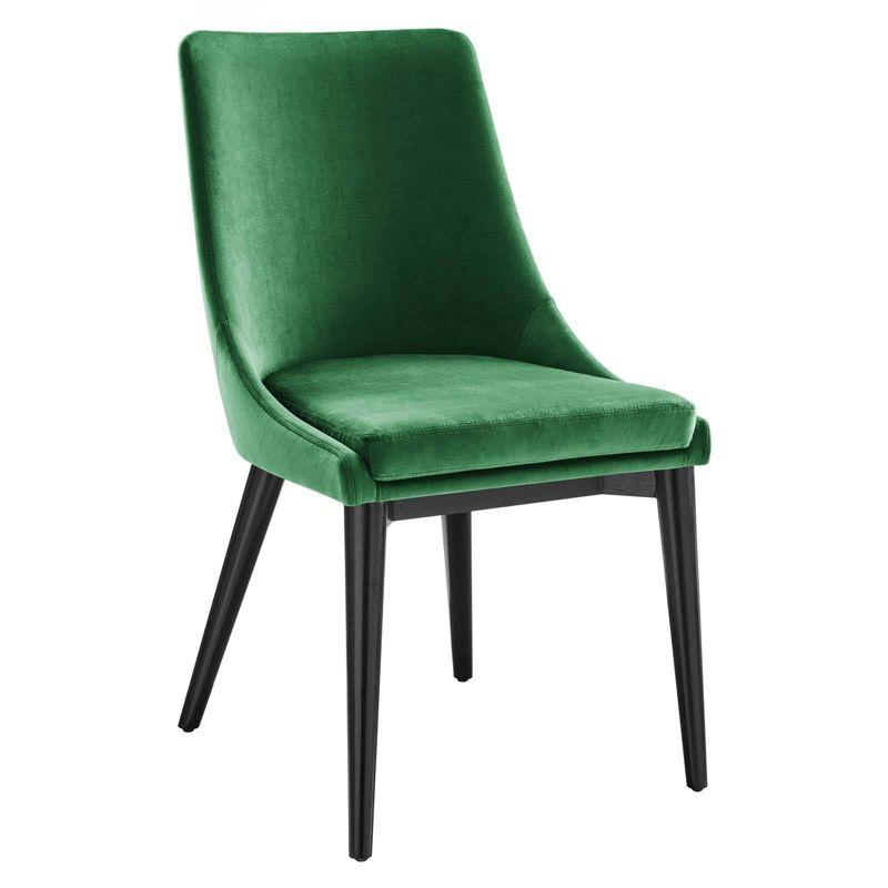 Emerald Velvet Upholstered Side Chair with Wood and Metal Legs