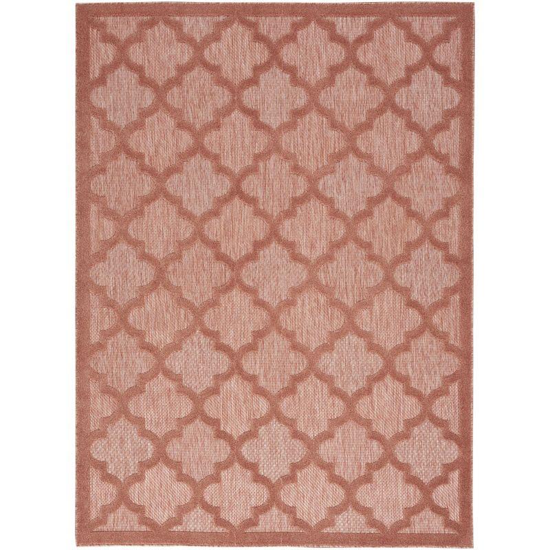 Nourison Easy Care Trellis Flatweave Indoor Outdoor Area Rug 6' x 9' Coral/Orange