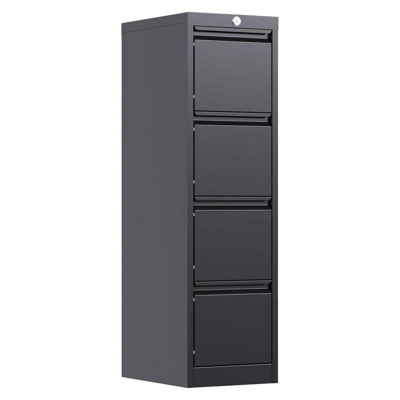 Aobabo Black 4-Drawer Vertical Steel File Cabinet with Lock