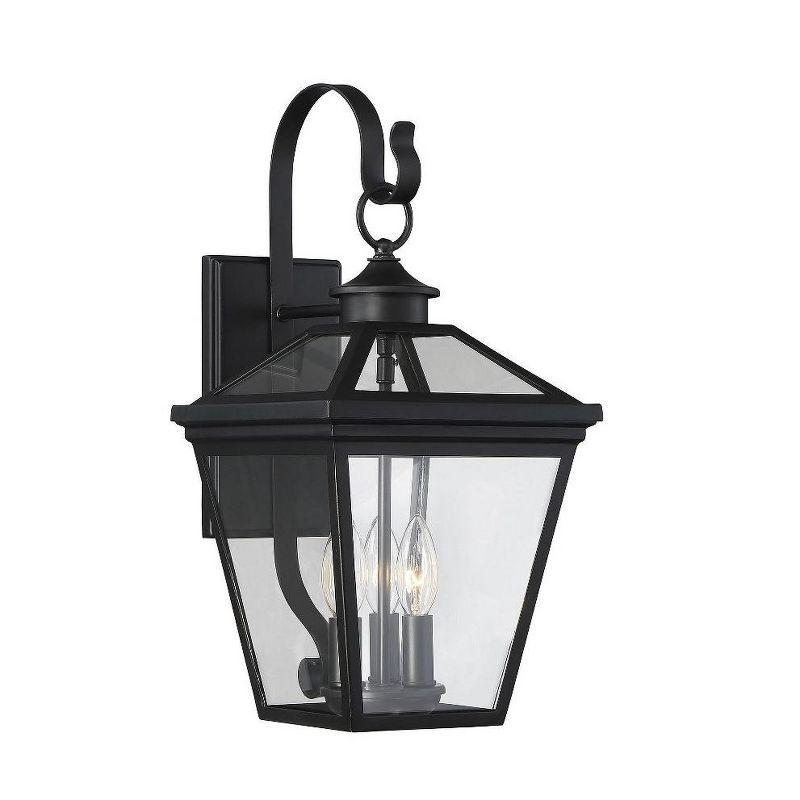 Ellijay Black Glass 3-Light Outdoor Wall Lantern