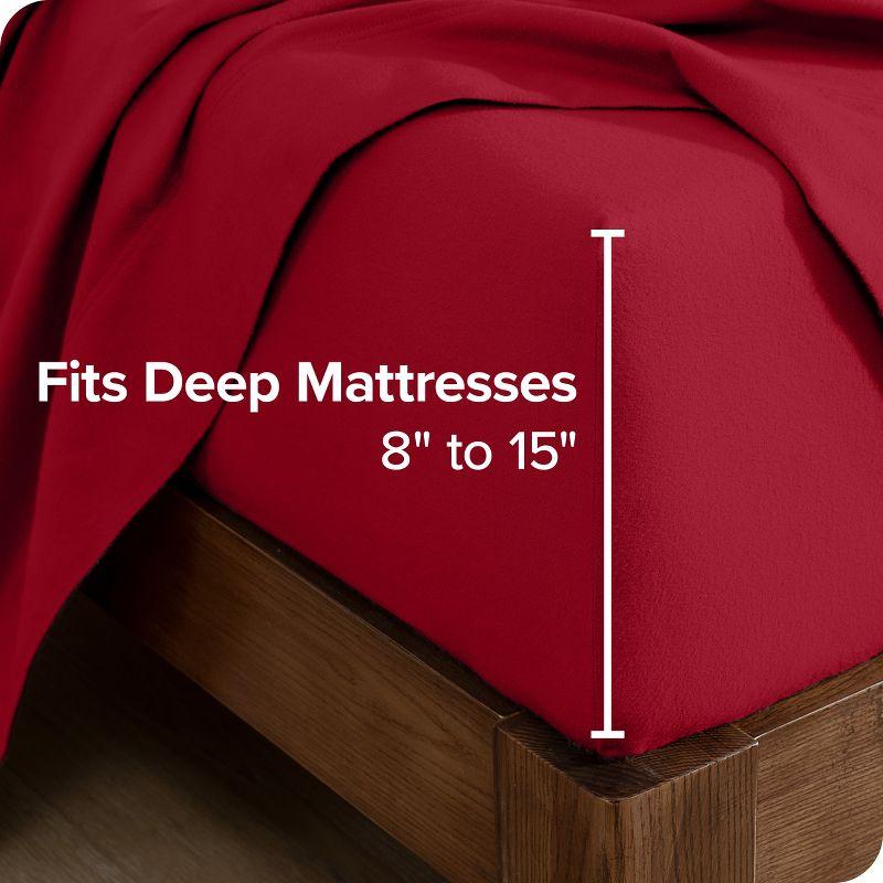 Twin Size Red Cotton Flannel Fitted Sheet by Bare Home