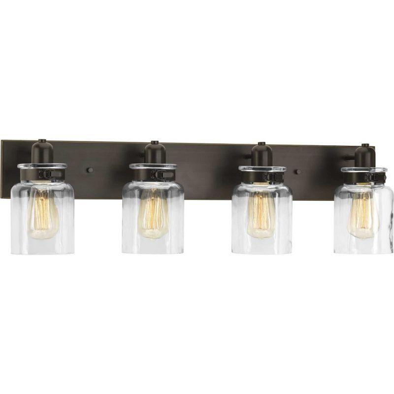 Progress Lighting Calhoun 4-Light Bath Vanity, Brushed Nickel, Clear Glass Shade