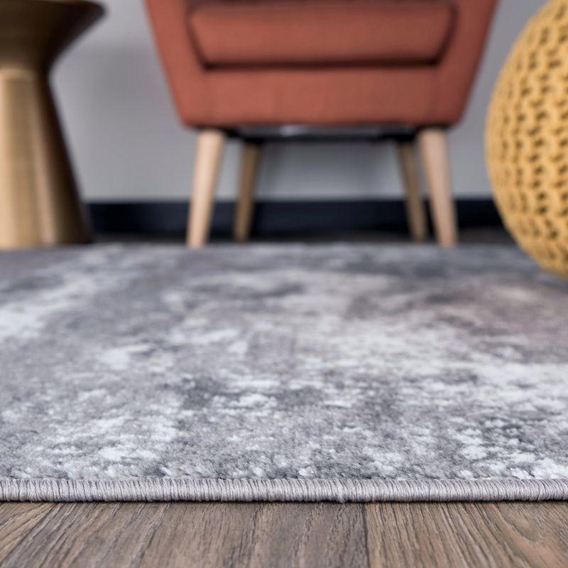 World Rug Gallery Distressed Abstract Watercolor Gray 5' x 7' Area Rug