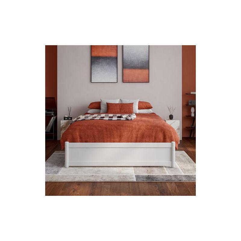 AFI Furnishings AFI Barcelona Full Solid Wood Panel Platform Bed with Twin Trundle in White