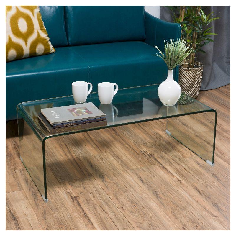 Christopher Knight Home Ramona Glass Rectangle Coffee Table Clear: Tempered Material, No Assembly Required