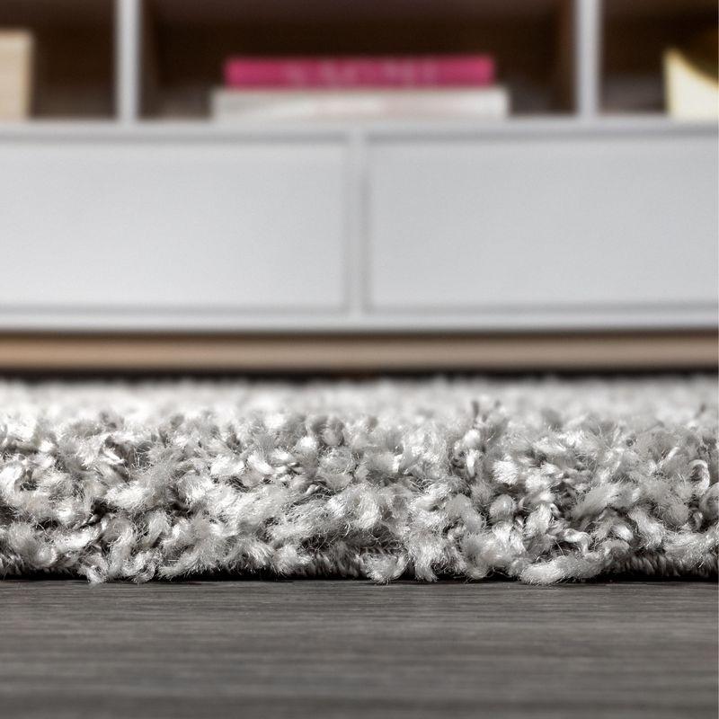 5'x8' Mercer Shag Plush Tassel Moroccan Geometric Trellis Area Rug, Grey/Cream - JONATHAN Y