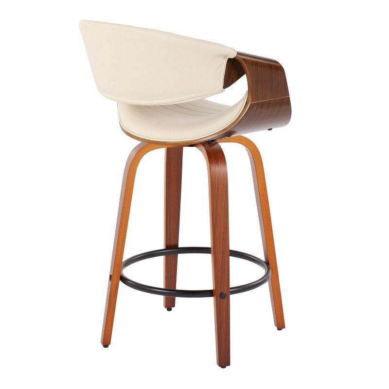 Set of 2 Symphony Counter Height Barstools with Back & Swivel, Cream/Walnut - Lumisource