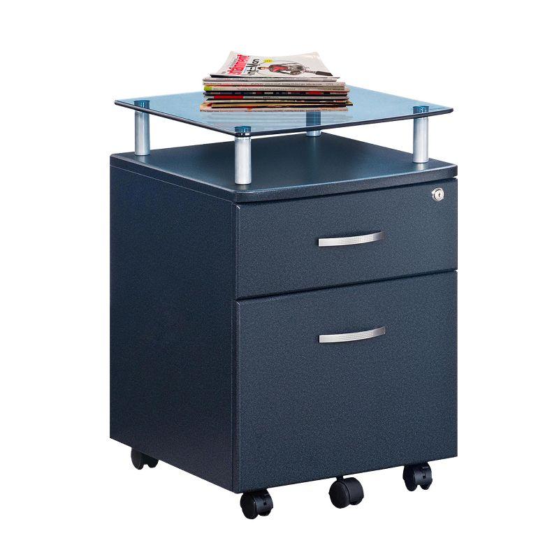 Rolling and Locking File Cabinet Gray - Techni Mobili: Secure MDF Office Storage, 5 Casters, Lockable Drawers