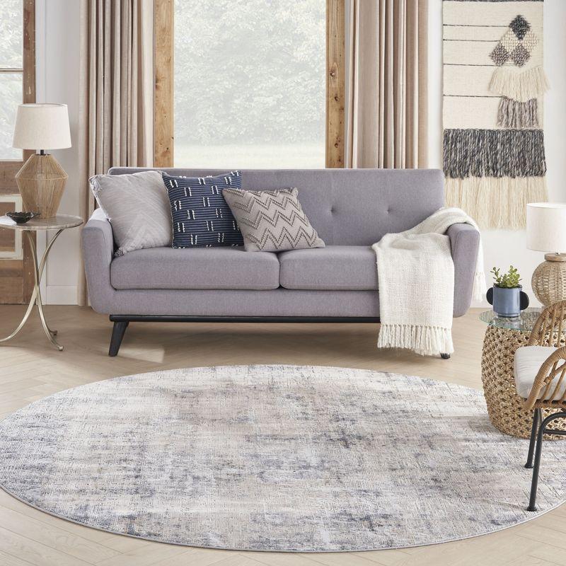 Nourison Rustic Textures Abstract Indoor Area Rug Grey/Beige 7’10” x Round