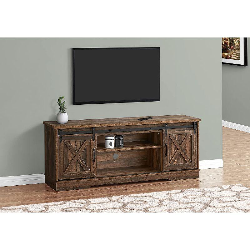 Brown Reclaimed Wood TV Stand with Sliding Doors