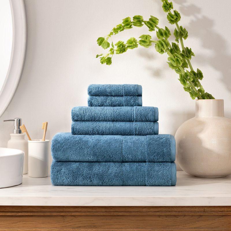 Aston & Arden Turkish Cotton Bathroom Towel Set (6-Piece), Solid Color, 2 Bath Towels, 2 Hand Towels, 2 Washcloths