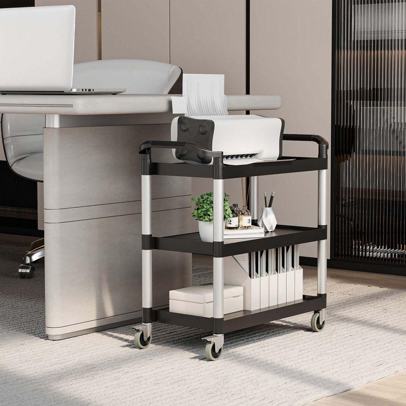 Costway 3-Shelf Service Cart Aluminum Frame 490lbs Capacity with Casters & Handles