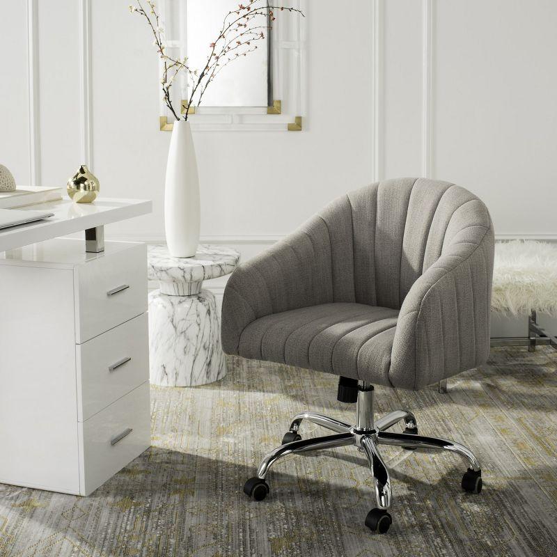 Gray Linen Transitional Swivel Office Chair with Chrome Legs