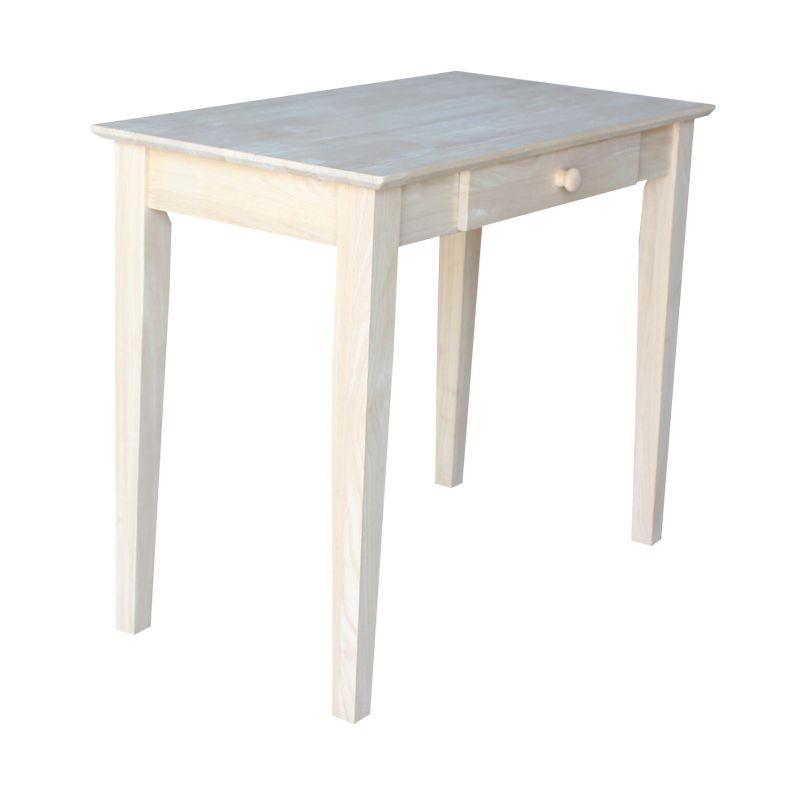 Solid Wood Writing Table Unfinished - International Concepts: 30"H, Hardwood, Narrow Design, 36" Width, Space Saver