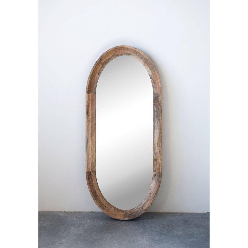 Storied Home Oval Wood Framed Wall Mirror Natural